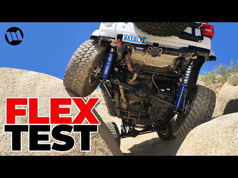 Jeep JL Wrangler Coilover Suspension with High Clearance Long Arms by EVO Rock Crawling Flex Test