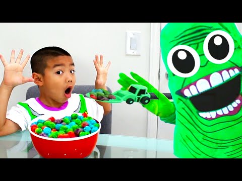 Eric Pretend Play Story about Green Slime Monster | Funny Kids Sci-Fi Video