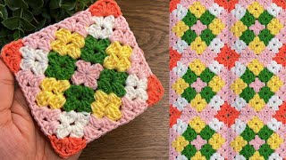 Super beautiful crochet square motifs pattern 🤩