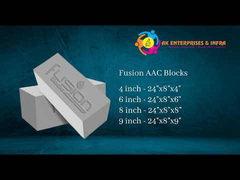 Fusion Aac Blocks - 8 inches, 600mm x 200mm x 200mm at ₹ 89/piece