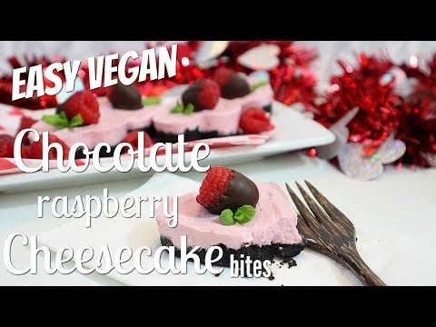 Easy Vegan no-bake Chocolate raspberry Cheesecake bites | Valentine's Day Dessert❤️