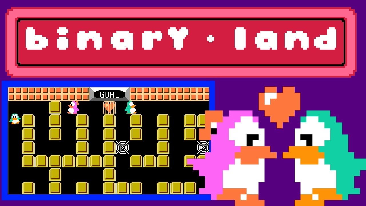 Binary Land (Famicom, 1985) — 99-Round (1-Loop) Session + Easter Egg 🐧💗⏱️