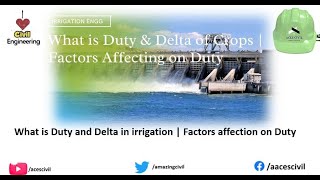 What is Duty and Delta in irrigation  ||  Factors affection on Duty