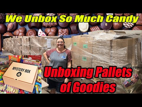 Unboxing many pallets of Candy! 1,000's of items. Ghirardelli, Ferrero Rocher, Russell Stover & More