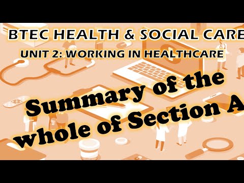 Unit 2: Working in health & social care - Complete summary of section A. BTEC level 3