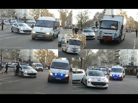 HUGE Riot Police Convoy Paris! - 18X on blue lights and sirens! // Convoi de police anti-émeute