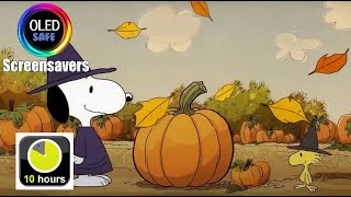Snoopy Halloween Pumpkin Patch Screensaver With Jazz Music - 10 Hours  -  OLED Safe