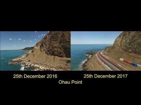 ONE YEAR LATER - Split Screen version - Spectacular HD DRONE FOOTAGE of KAIKOURA EARTHQUAKE DAMAGE
