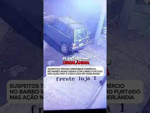 Ladrões falham em arrombar comércio com carro furtado
