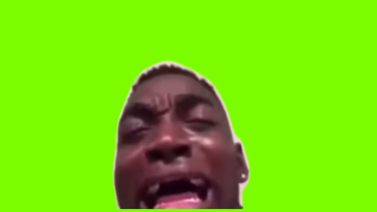 Black man crying meme greenscreen (free to use)
