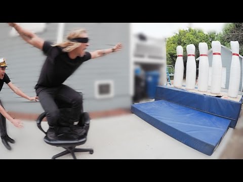 OFFICE CHAIR BOWLING! (BLINDFOLDED!)
