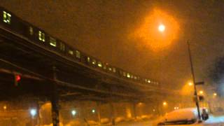 preview picture of video '#1 train departs Dyckman St Station in a Blizzard! 1/27/11'