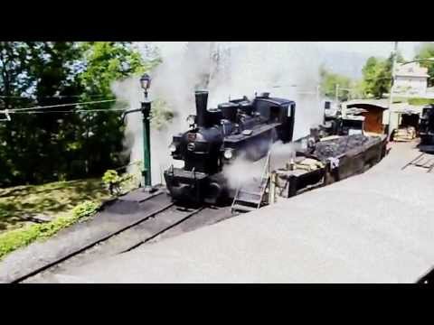 Die Dampflokomotive G2 x 2/2 106 (ex Zell-Todnau) lässt Dampf ab.