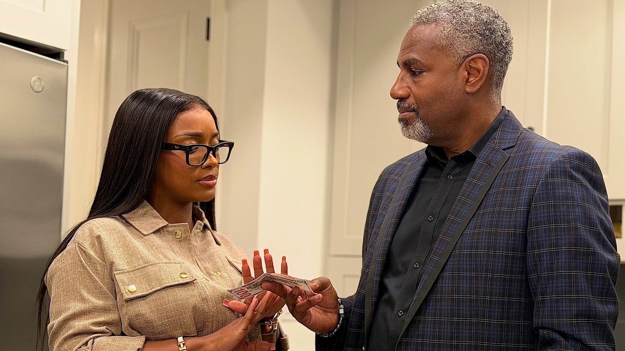 Nina's friend gives Mr. Mitchell a free sample!