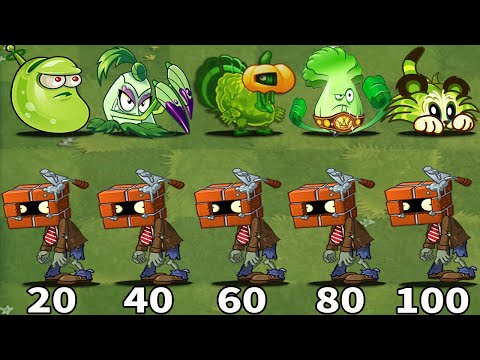 PvZ 2 All Green Plants Level 100 Vs 100 Brickhead Zombies-Which Plant Is Best?
