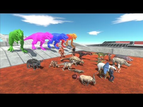 Escape from Neon T-Rex Aliens - Animal Revolt Battle Simulator