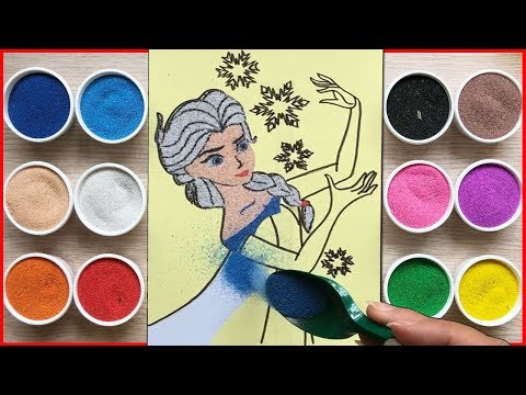 TÔ MÀU TRANH CÁT CÔNG CHÚA ELSA BĂNG GIÁ - Colored sand painting toys - Đồ chơi trẻ em (Chim Xinh)