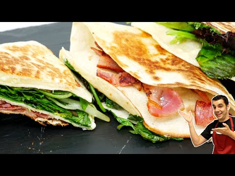 Tortilla en 3 minutos, fácil deliciosa y sorprendente. Wrap doblado fácil y relleno.