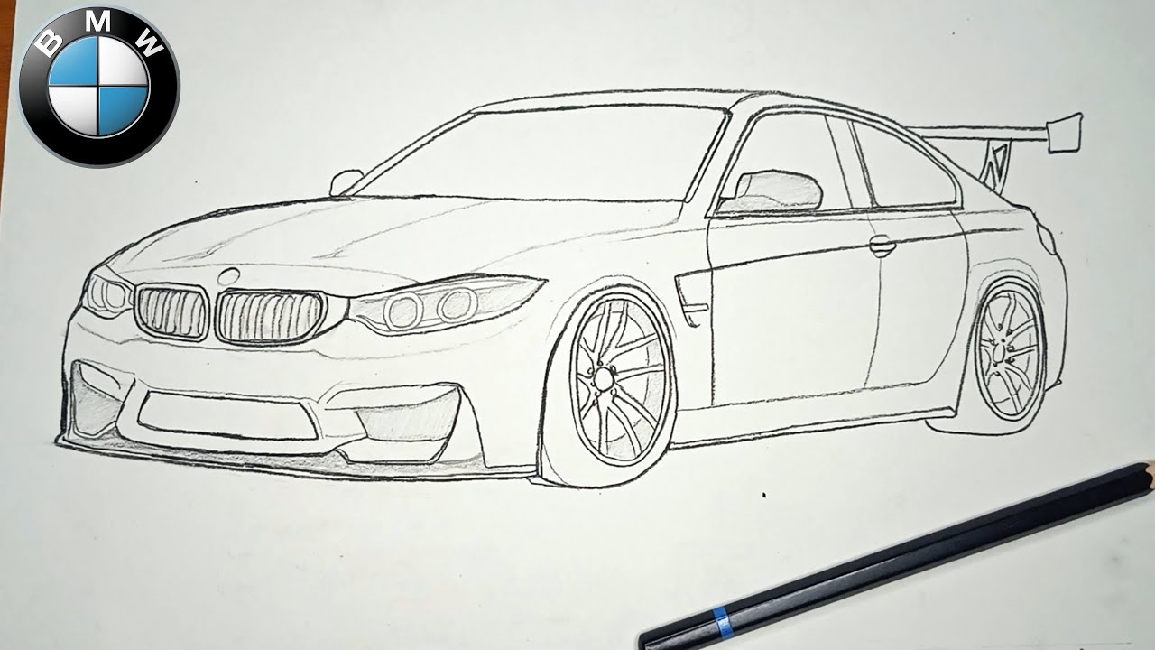 BMW Car Drawing Tutorial | M4 🔥  Easy And Perfect Sketching !