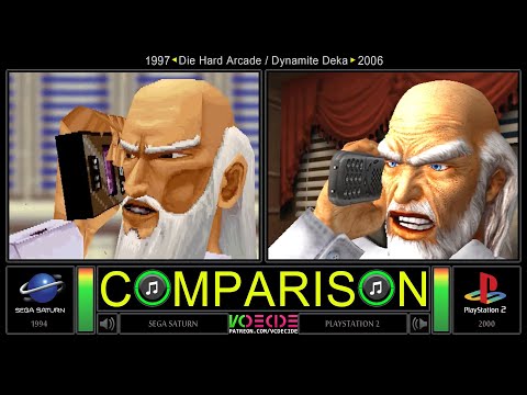 Sega Saturn vs PlayStation 2 (Die Hard Arcade / Dynamite Deka) Side by Side Comparison
