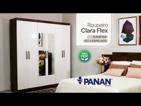 Video thumbnail of Guarda Roupa Clara Flex Casal 6 Portas e 3 Gavetas Panan