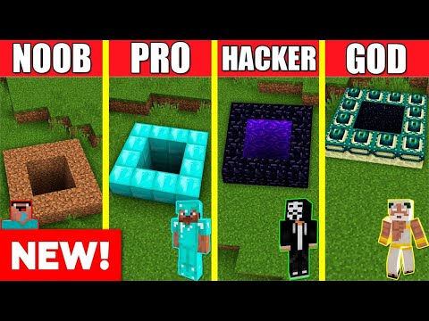 TUNNEL HOUSE BUILD CHALLENGE - Minecraft Battle: NOOB vs PRO vs HACKER vs GOD / Animation PIT HOLE