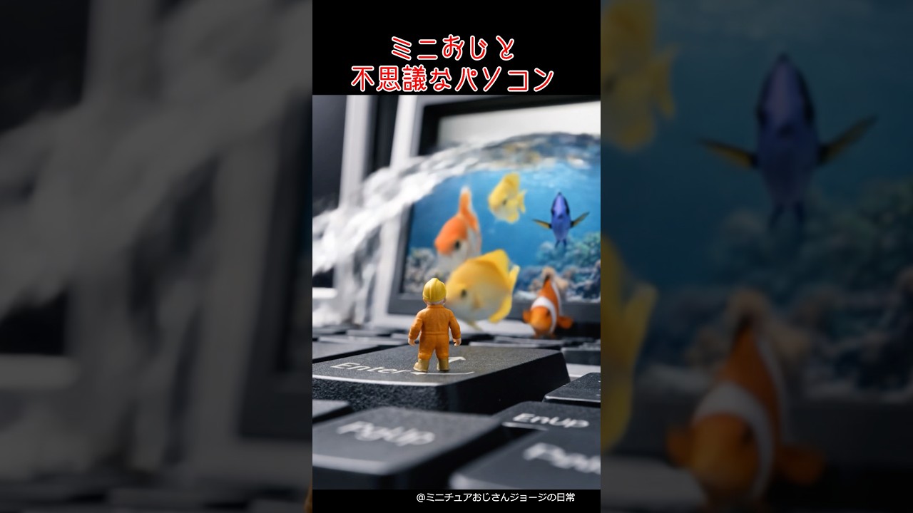 ミニおじと不思議なパソコン #おじさん #ミニチュア #パソコン #巨大