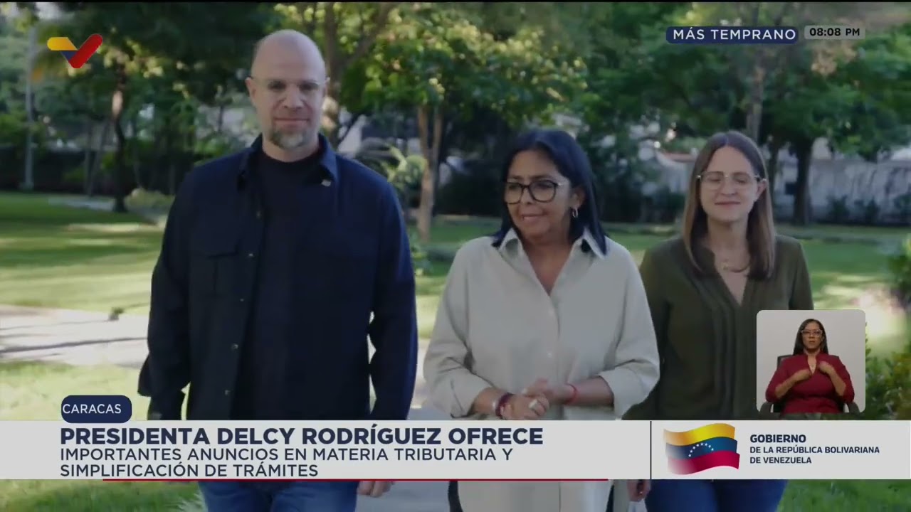 Delcy Rodríguez hace anuncios sobre el Seniat y la simplificacion de trámites
