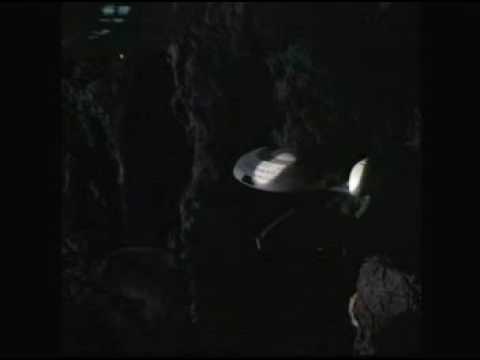 Enterprise 1701-D uses cloak from the The Pegasus to escape asteroid