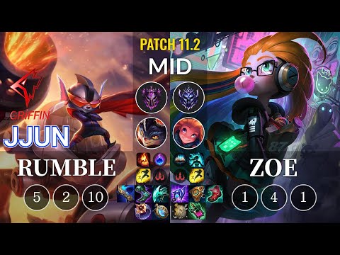 GRF jjun Rumble vs Zoe Mid - KR Patch 11.2
