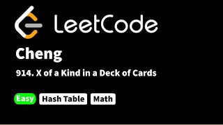 YouTube video 'LeetCode 914. X of a Kind in a Deck of Cards'