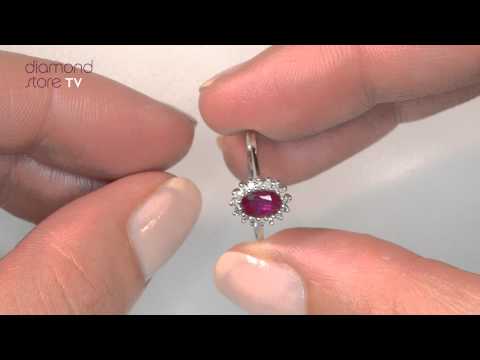 FET20-TY-  Ruby 6 x 4mm And Diamond 18K White Gold Ring