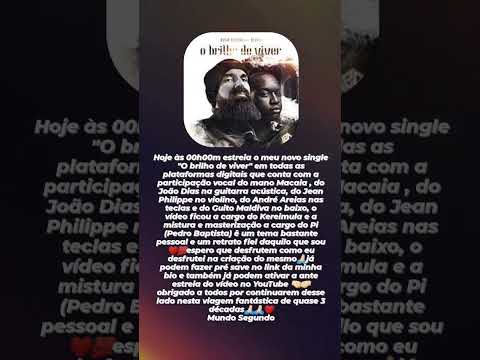 Hoje às 00h00m estreia o meu novo single "O brilho de viver" em todas as plataformas digitais ❤️
