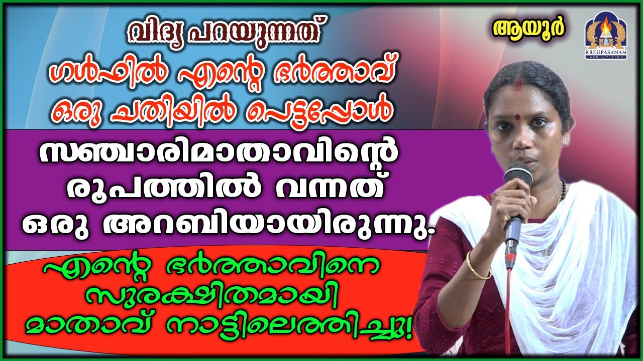 വിദ്യ പറയുന്നത് ഗൾഫിൽ എന്റെ ഭർത്താവ് ഒരു ചതിയിൽ പെട്ടപ്പോൾ സഞ്ചാരിമാതാവിന്റെ രൂപത്തിൽ