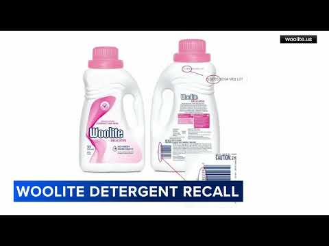 Part of a video titled Woolite recalls 16K bottles of laundry detergent due to bacteria risk