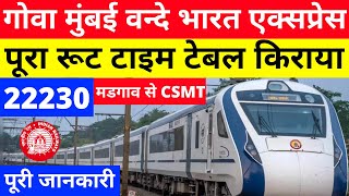 Goa Mumbai Vande Bharat Express Full Information | Route | Time Table | Stoppage | Ticket Fare