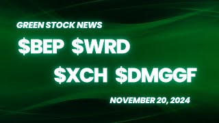 Green Stock News for November 20, 2024: Brookfield Renewable, WeRide, XCharge, DMG Blockchain