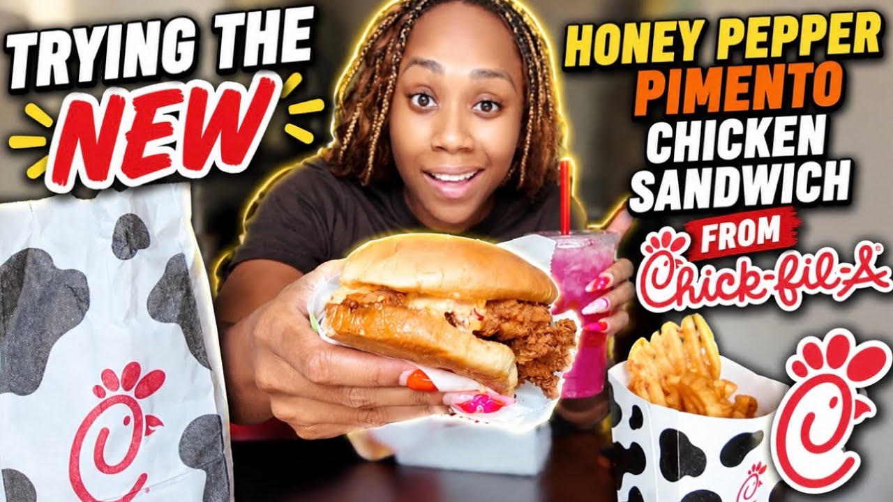 Let’s try the NEW honey pepper pimento chicken sandwich from Chick-fil-A #chickfila #foodreview ￼