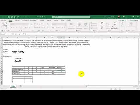 Método Simplex en Excel son Solver