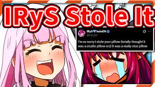 How IRyS Accidentally Stole Calli's Pillow IRL 【Mori Calliope / HololiveEN】