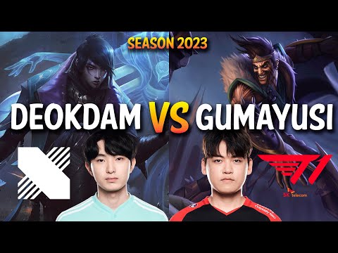 DRX Deokdam vs T1 Gumayusi - Deokdam APHELIOS vs Gumayusi DRAVEN ADC - KR Ranked