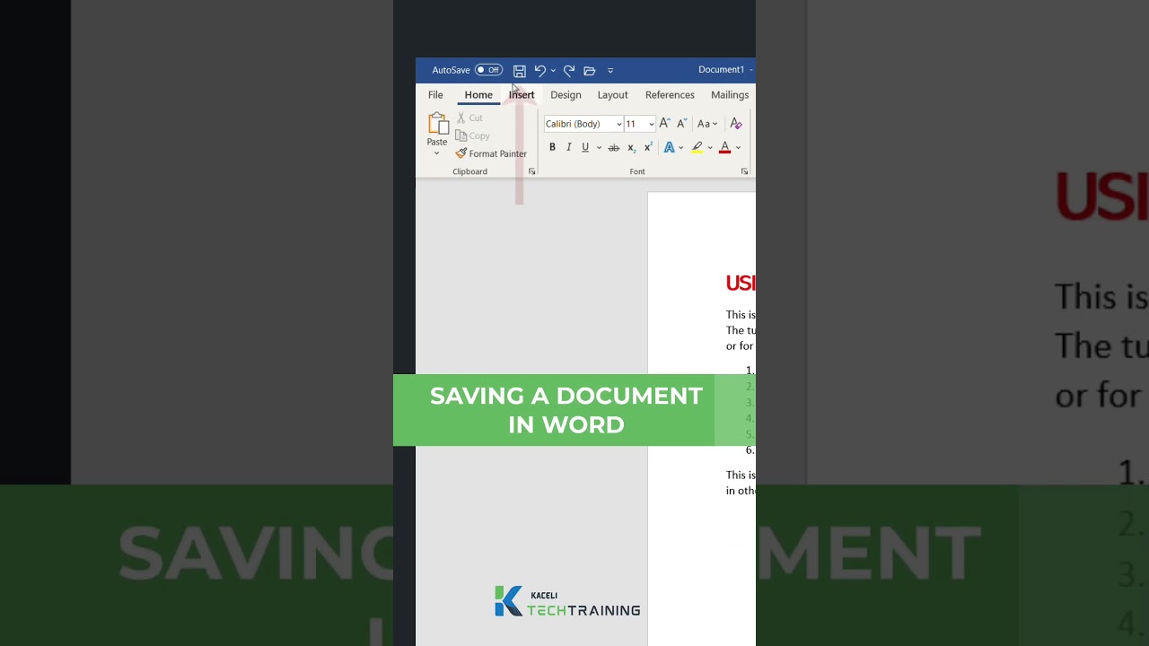 Saving a Document in Word  #microsoftoffice #tutorial #kacelitutorials