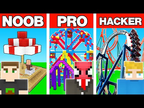 NOOB VS PRO VS HACKER DEVASA LUNAPARK YAPI KAPIŞMASI - Minecraft