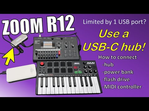 ZOOM R12 - Use a USB hub to connect power bank, flash drives, and MIDI controllers