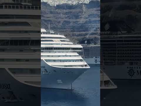 costa fascinosa e msc divina in santorini by odyssey of the seas #beach #music #travel #cruise