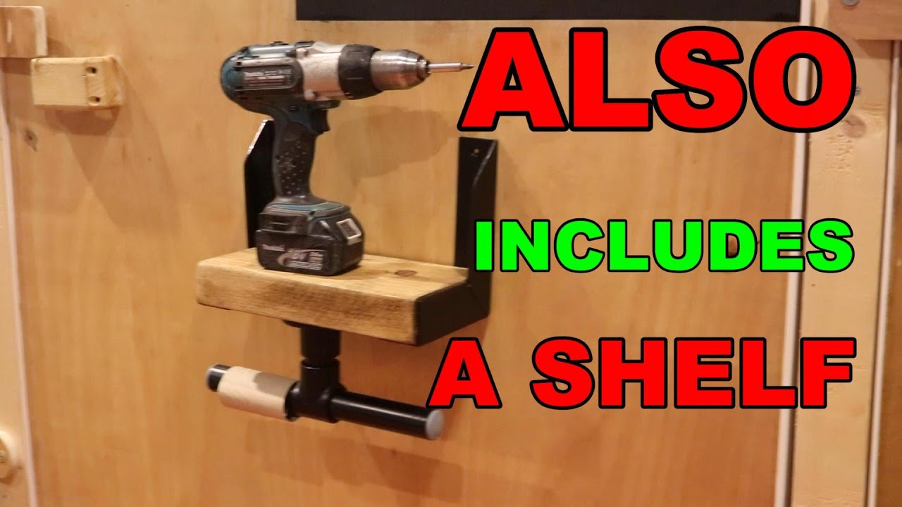 🚻 STEEL AND WOOD TOILET ROLL HOLDER & SHELF 🚽🧻