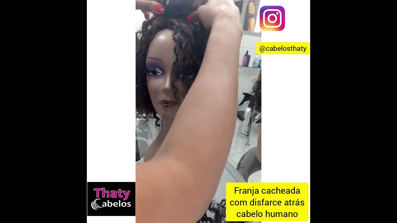Franja cacheada cabelo humano com Disfarce atrás tamanho 25 cm
