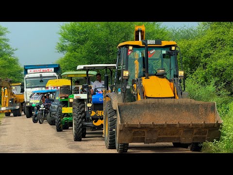 Jcb 3dx Loading Mud TATA Tippers Trolley Tractors Swaraj 855 Fe New Holland 3630 Tractor Thar truck