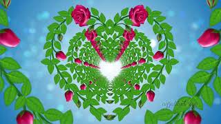 Heart Rose Vine Green Leaves Flowers Tunnel In The Wind With Bright Blue Blurry Light Optical Bokeh