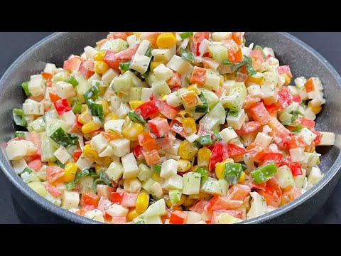 Colorful cheese salad, fresh, crisp & creamy!